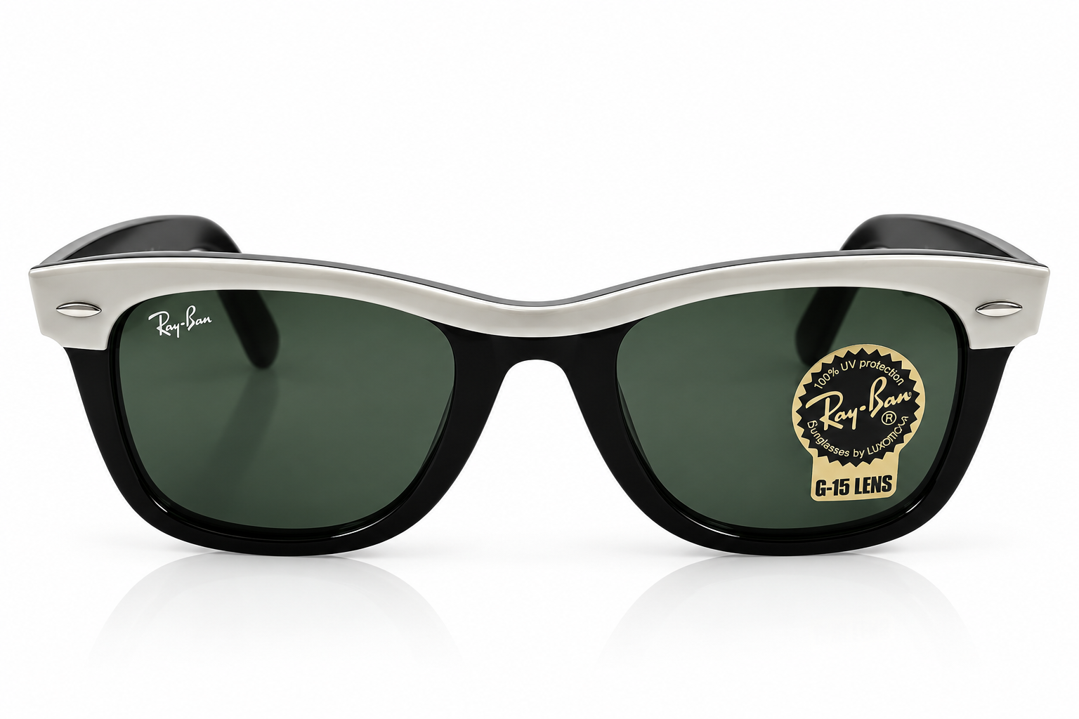 Ray-Ban RB2240 Wayfarer Street Neat White on Black / Green